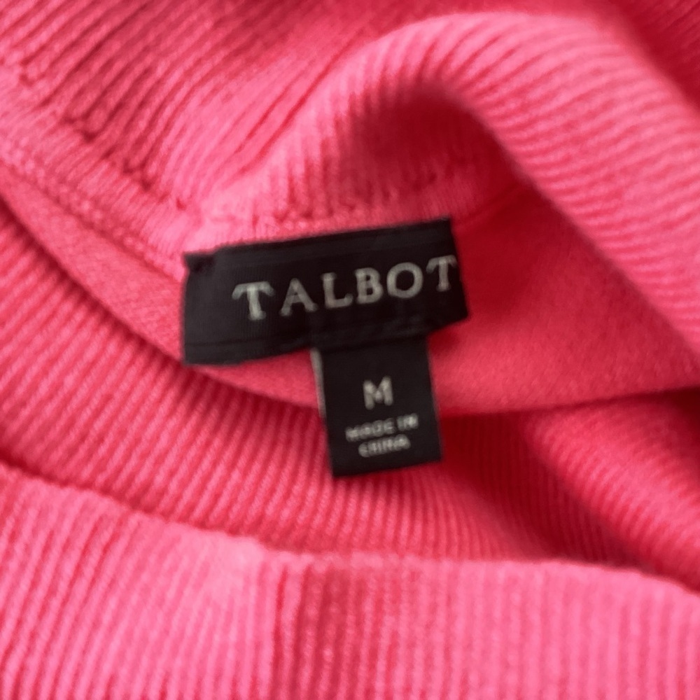 Talbots Coral / Rasberry Pink Cotton Blend Turtleneck Sweater Medium EUC - Picture 6 of 7